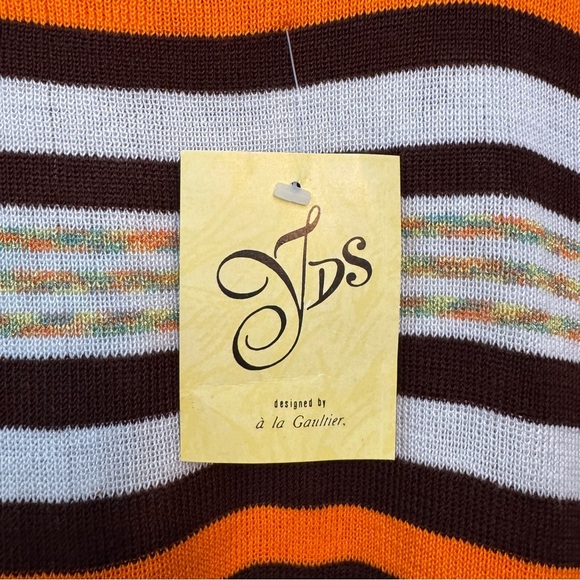 Striped Short Sleeve Knit Top Brown Orange Beige Women’s Small Fall Casual NWT - Picture 2 of 5